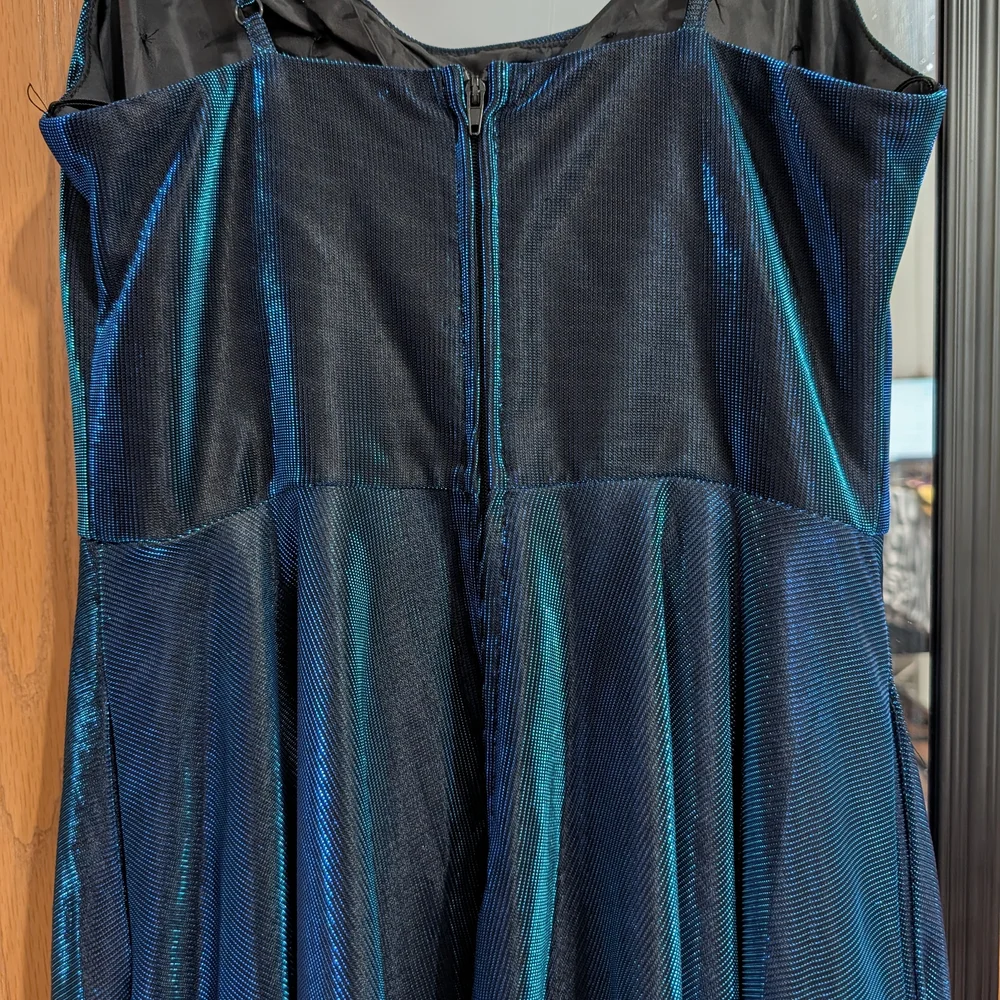 B. Darlin Black and Blue Shimmer Dress With Slit Prom Or MOB - Picture 6 of 11